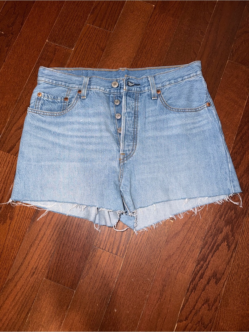 Levi's 501 Light Blue High-Rise Denim Cutoff Shorts